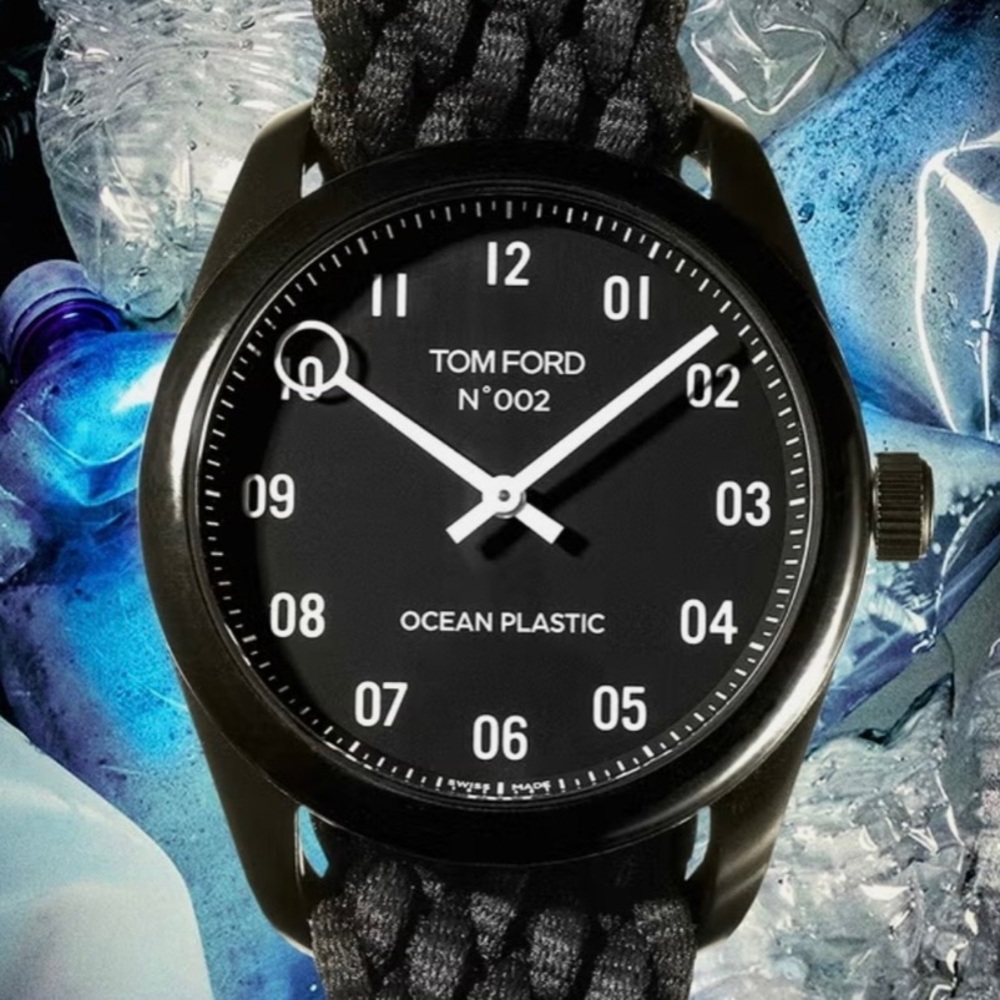 Authentic Tom Ford N002 Ocean Plastic Black Luxury Watch 40mm.